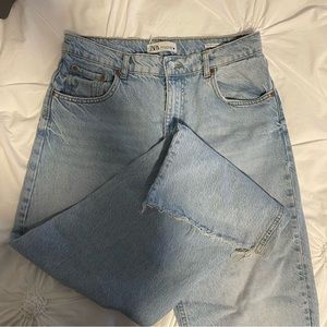 Zara wide leg high rise light wash jeans